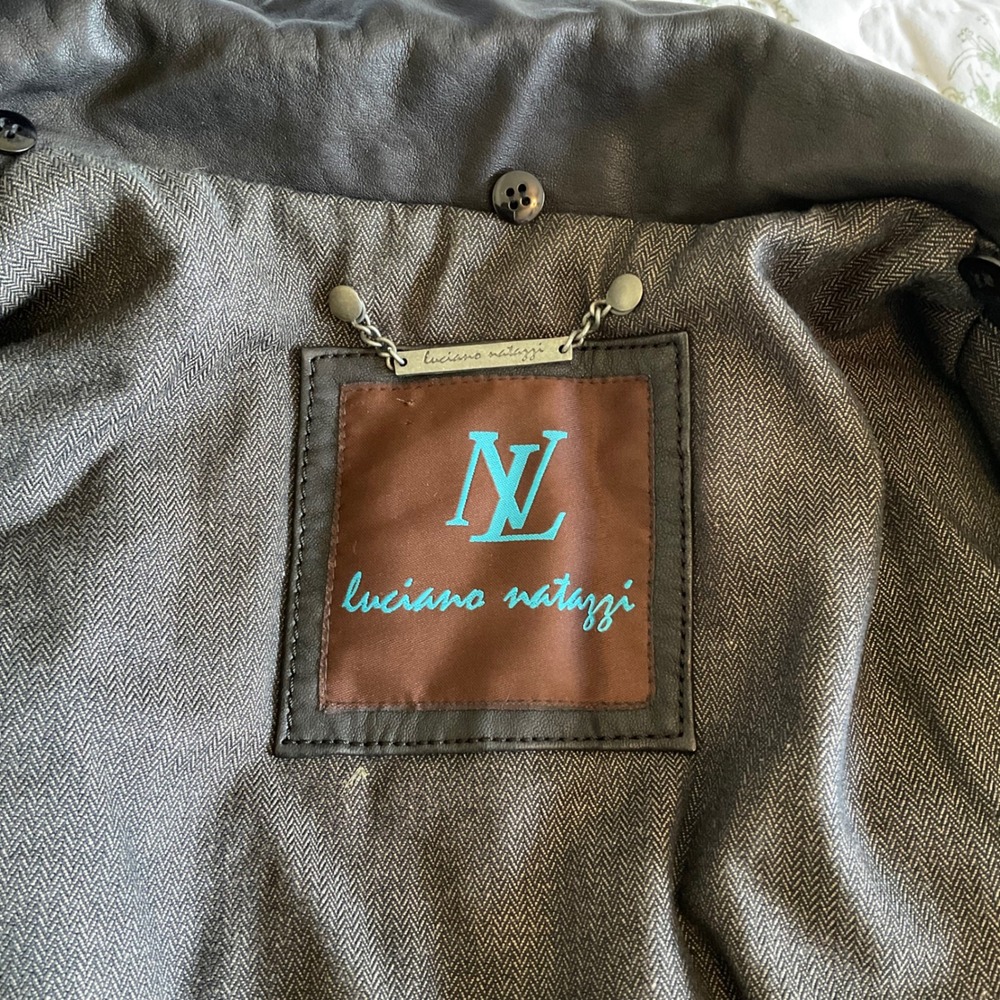 Luciano Natazzi Leather Bomber Jacket Mens L Black Flight Moto Vintage - Picture 7 of 8